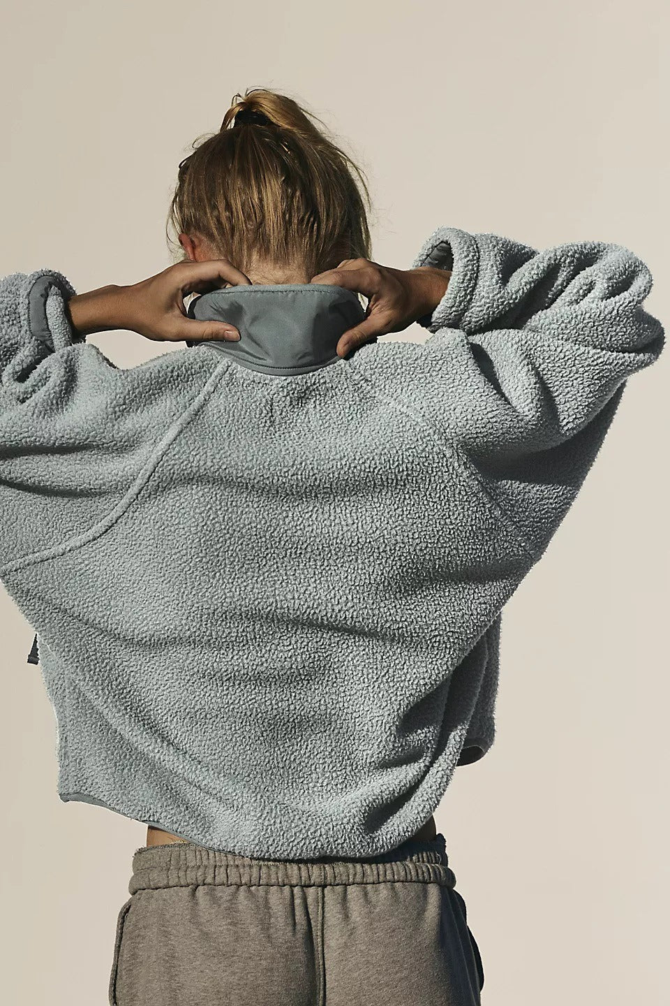 Athena | Elegant High Neck Sherpa Fleece Jacket with Zip Pockets
