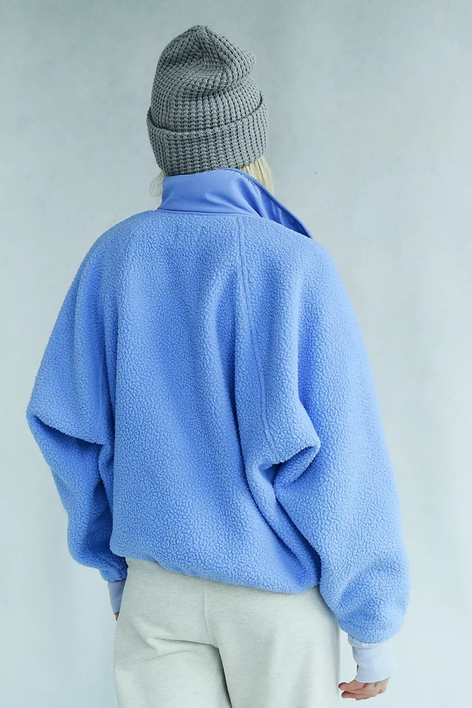 Athena | Elegant High Neck Sherpa Fleece Jacket with Zip Pockets