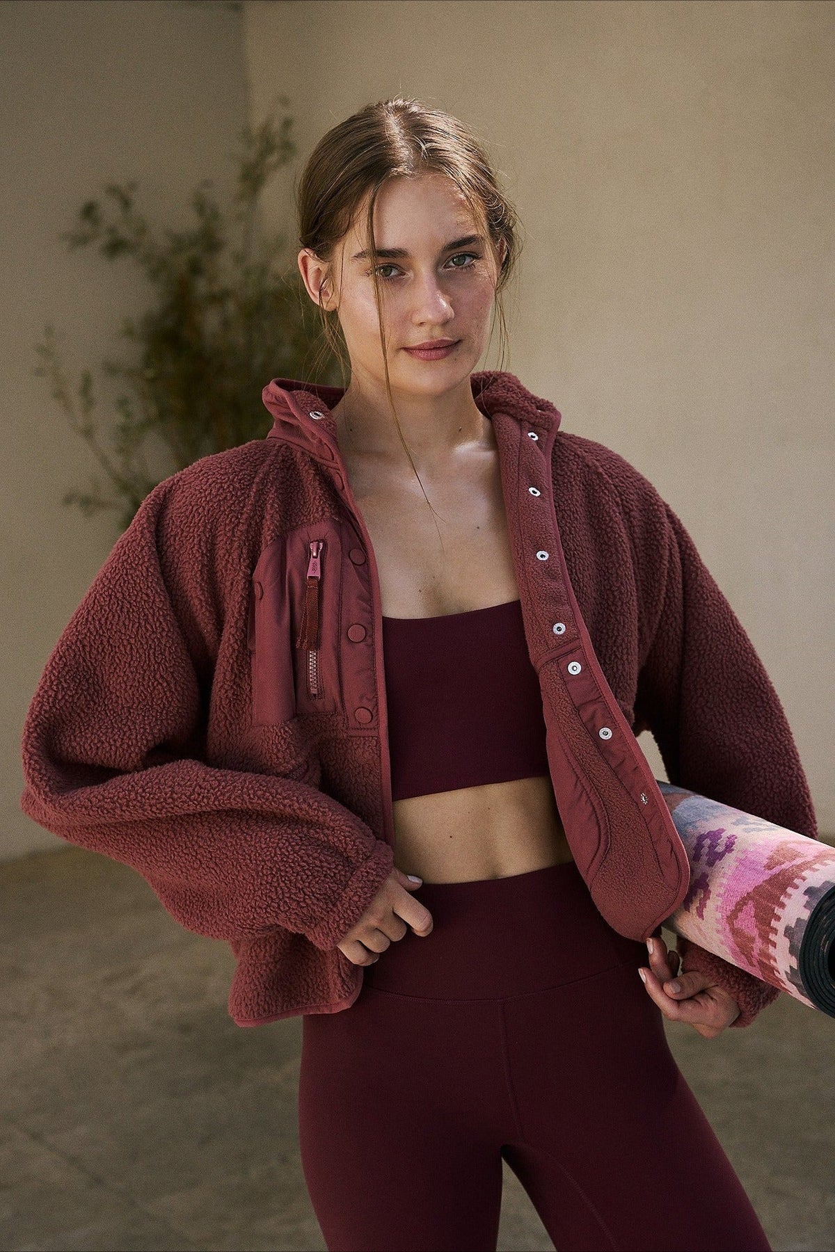 Athena | Elegant High Neck Sherpa Fleece Jacket with Zip Pockets