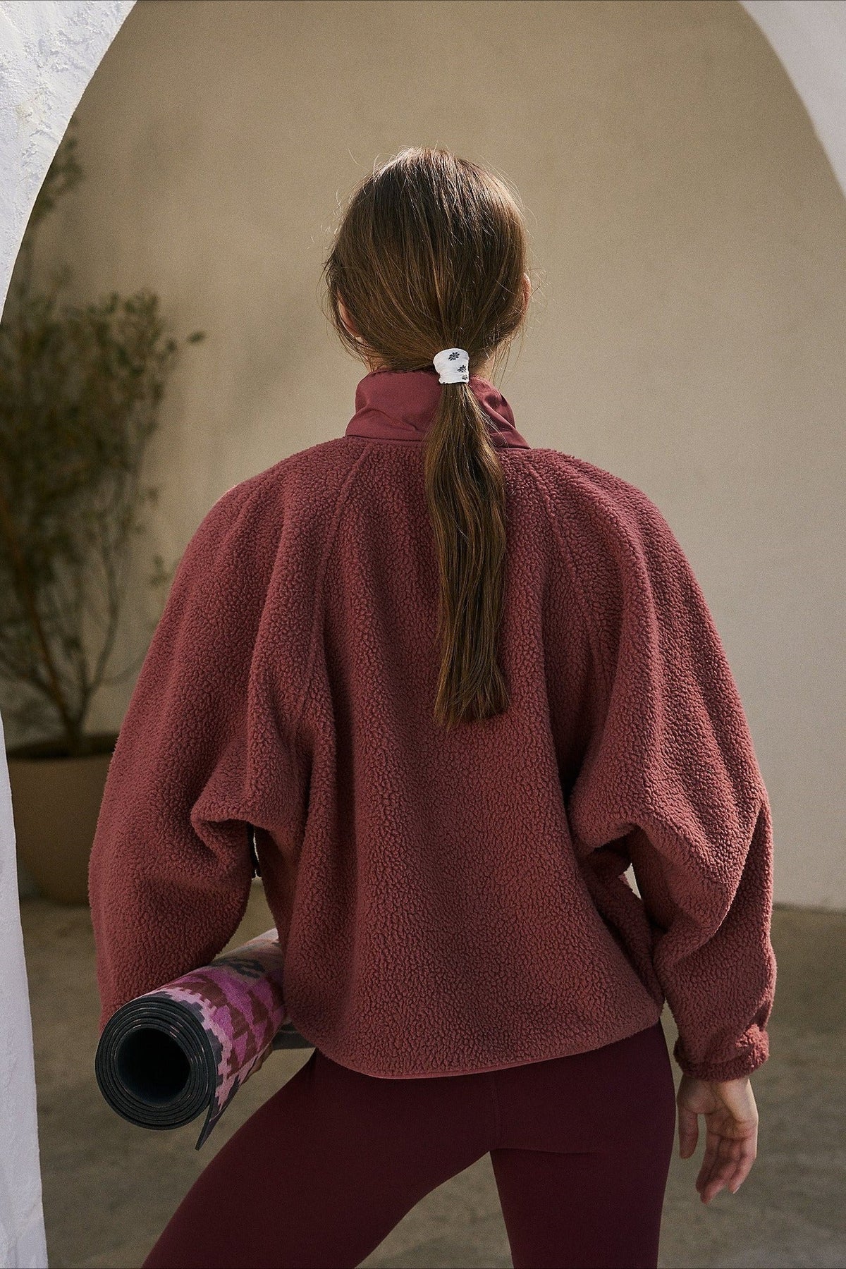 Athena | Elegant High Neck Sherpa Fleece Jacket with Zip Pockets