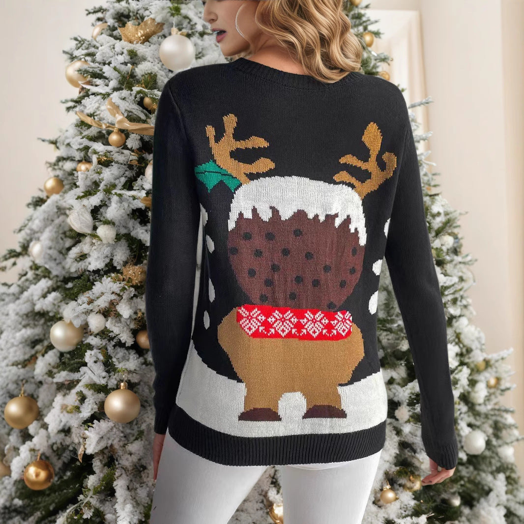 Athena | Refined Reindeer Print Ladies Xmas Jumpers Knit Sweater