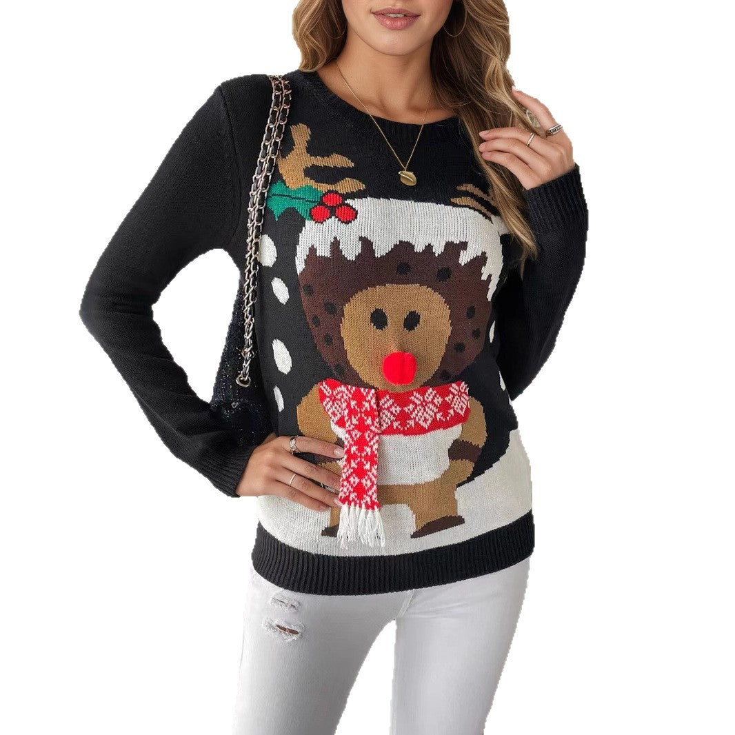 Athena | Refined Reindeer Print Ladies Xmas Jumpers Knit Sweater
