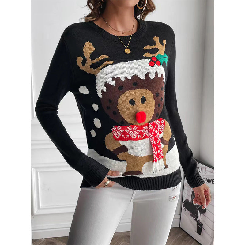 Athena | Refined Reindeer Print Ladies Xmas Jumpers Knit Sweater