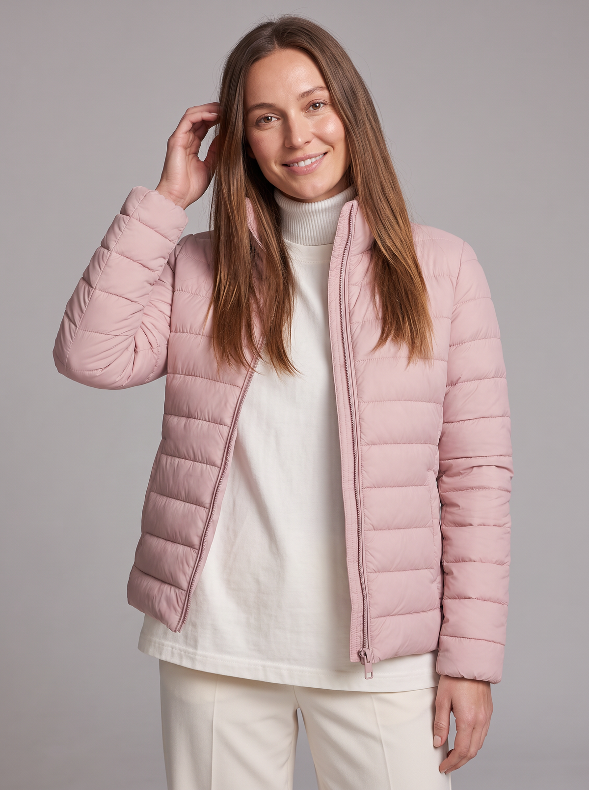 Athena | Refined Stand Collar Quilted Puffer Jacket Women