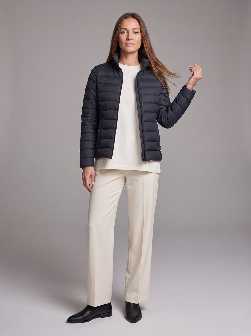 Athena | Refined Stand Collar Quilted Puffer Jacket Women
