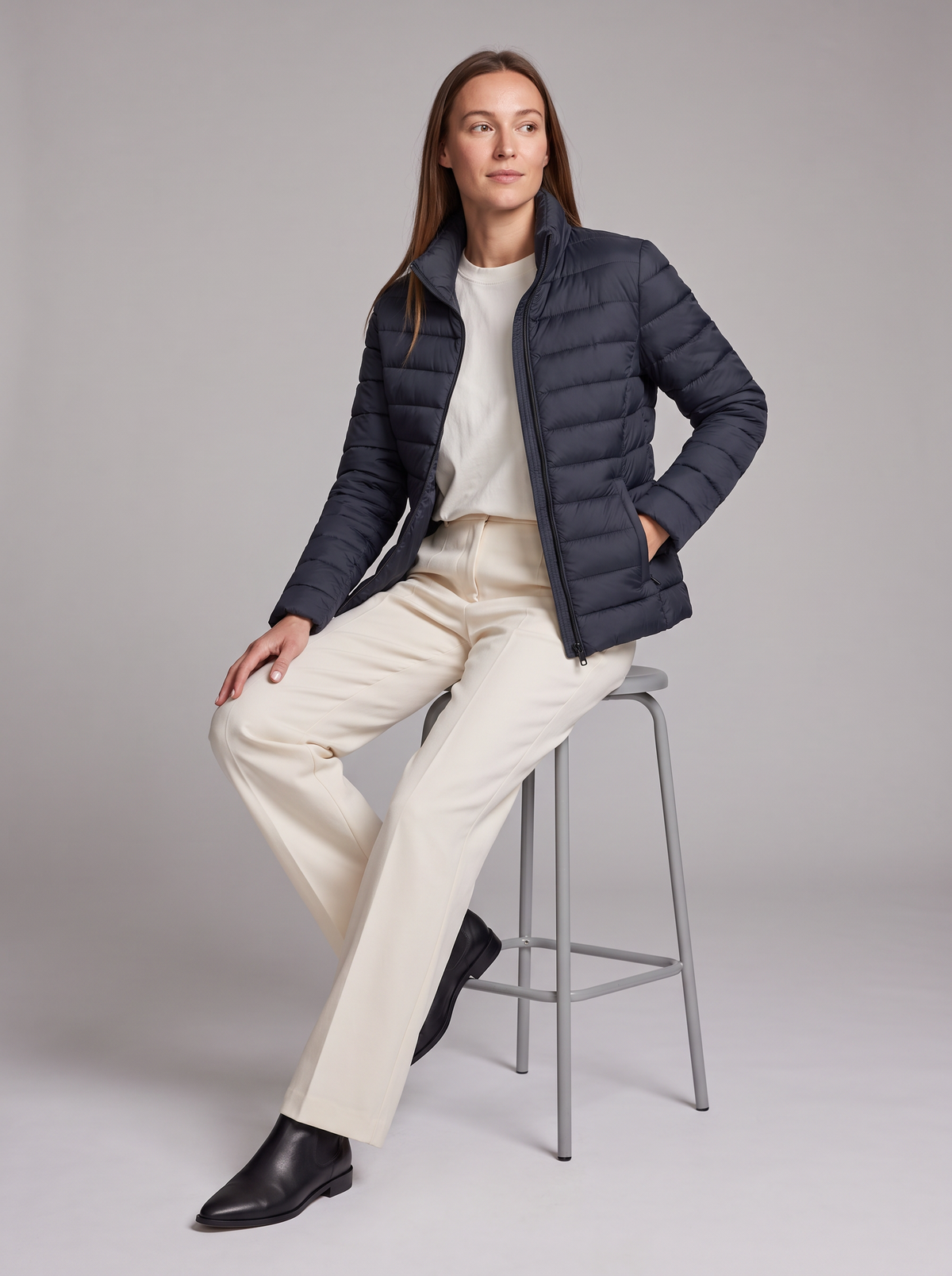 Athena | Refined Stand Collar Quilted Puffer Jacket Women