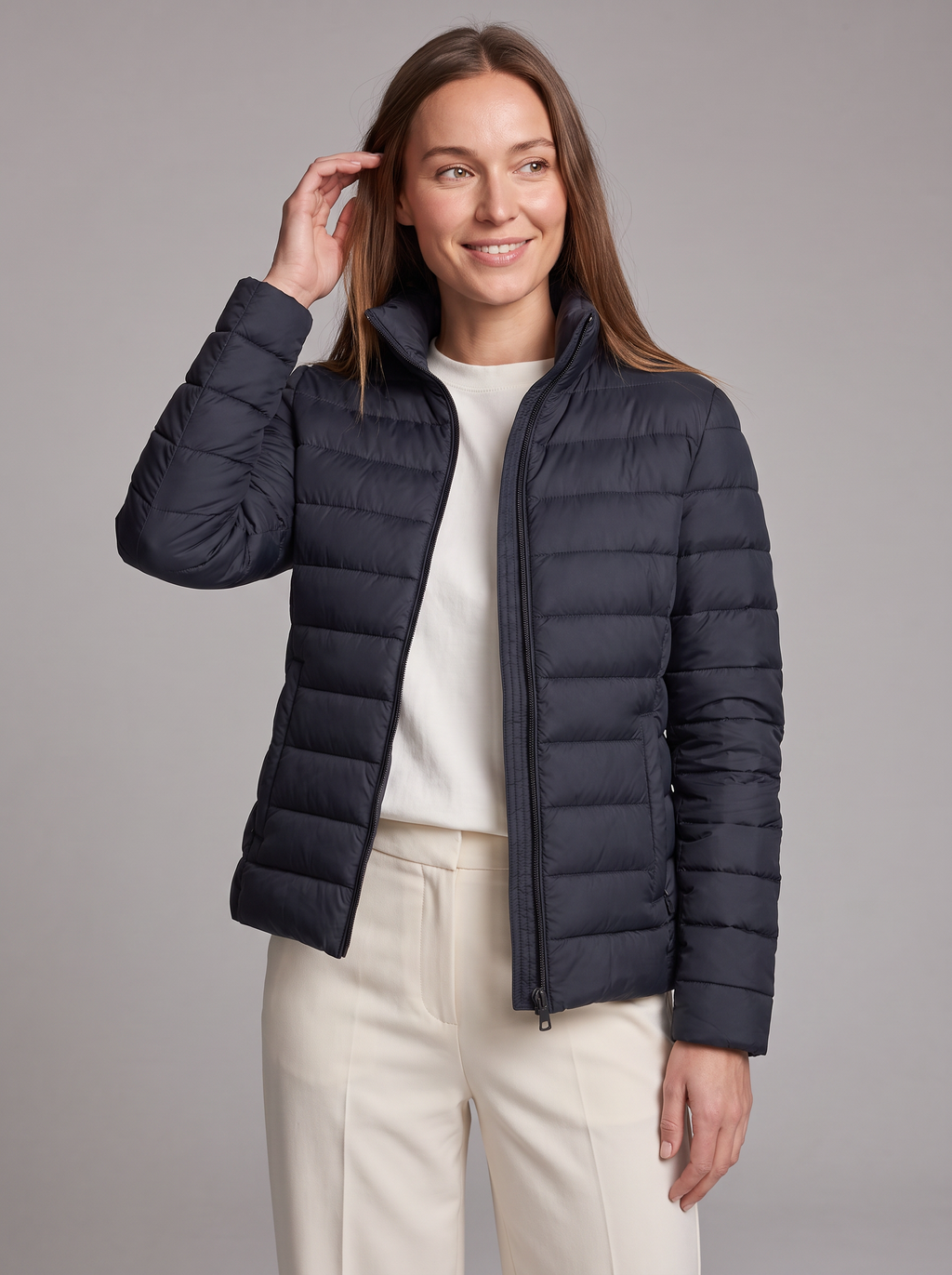 Athena | Refined Stand Collar Quilted Puffer Jacket Women