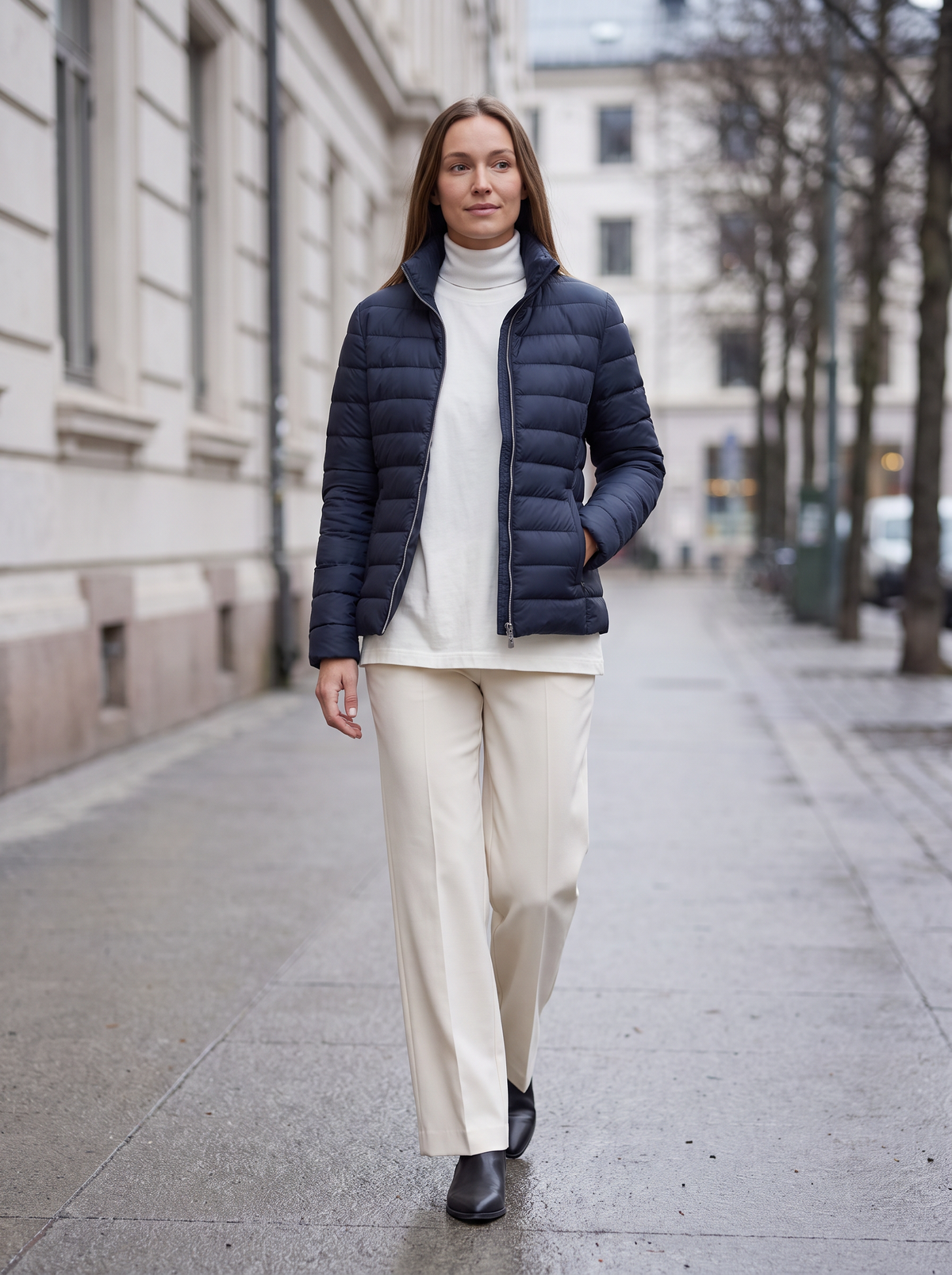 Athena | Refined Stand Collar Quilted Puffer Jacket Women