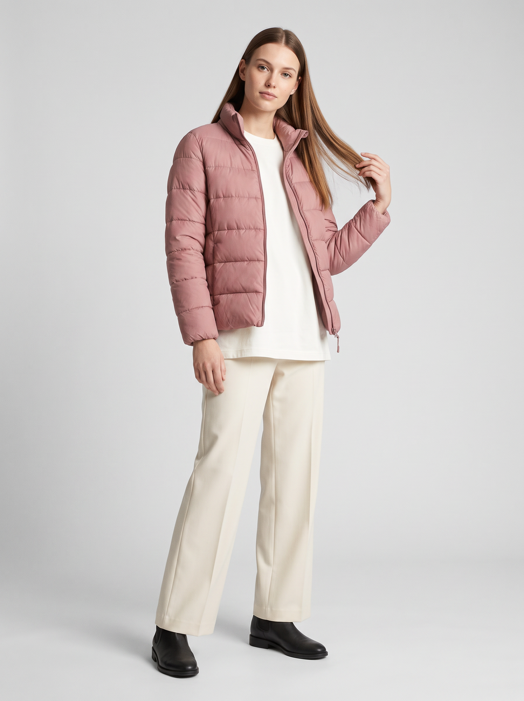 Athena | Refined Stand Collar Quilted Puffer Jacket Women