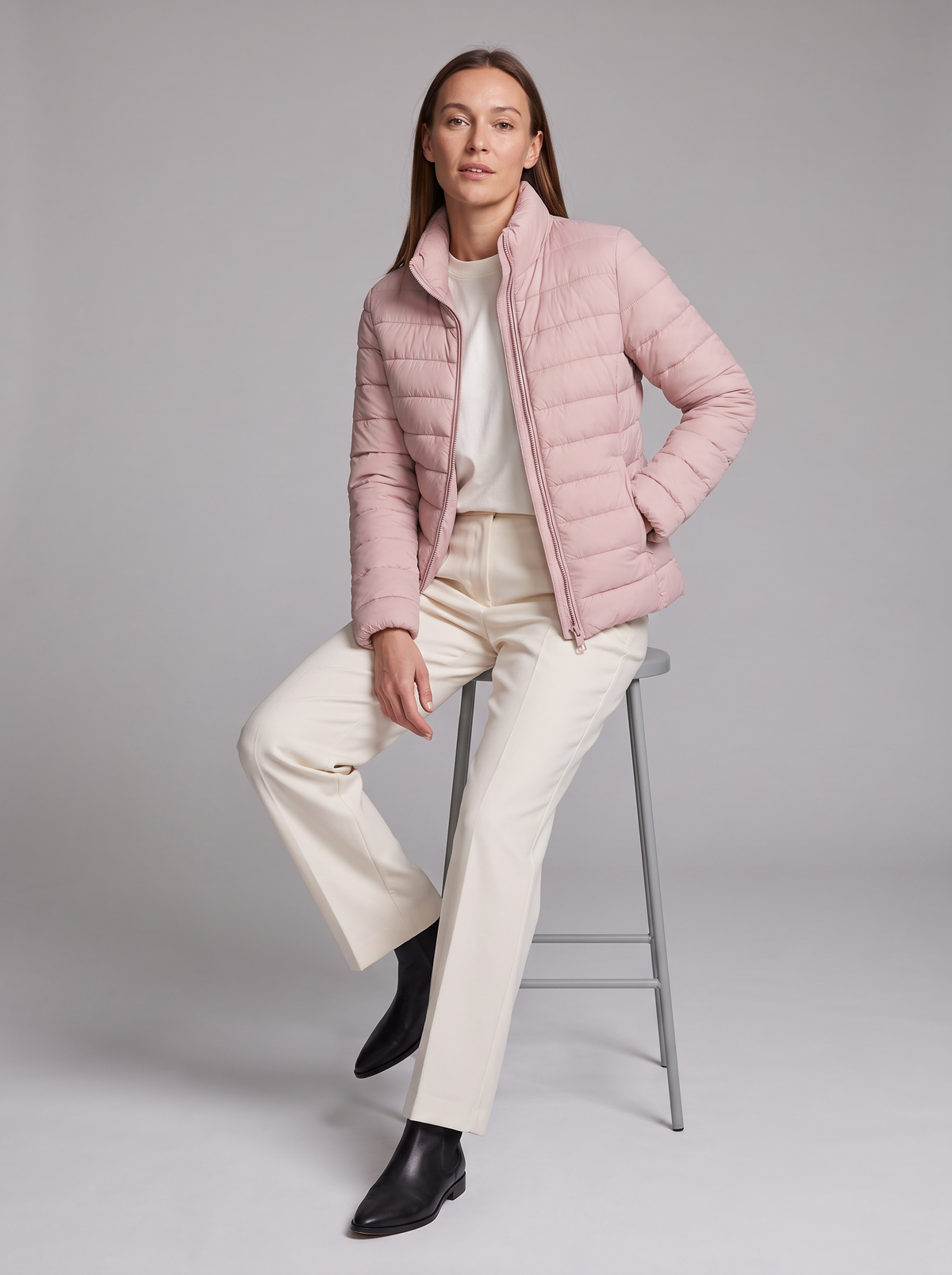 Athena | Refined Stand Collar Quilted Puffer Jacket Women