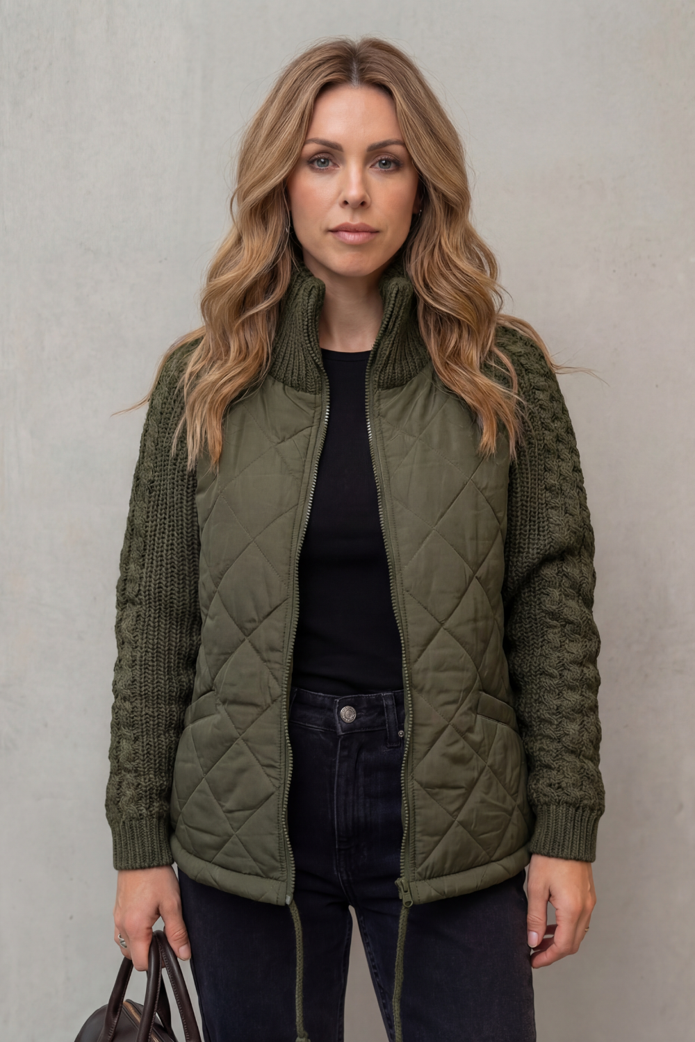 Aurora | Elegant Quilted Puffer Jacket with Knit Sleeves