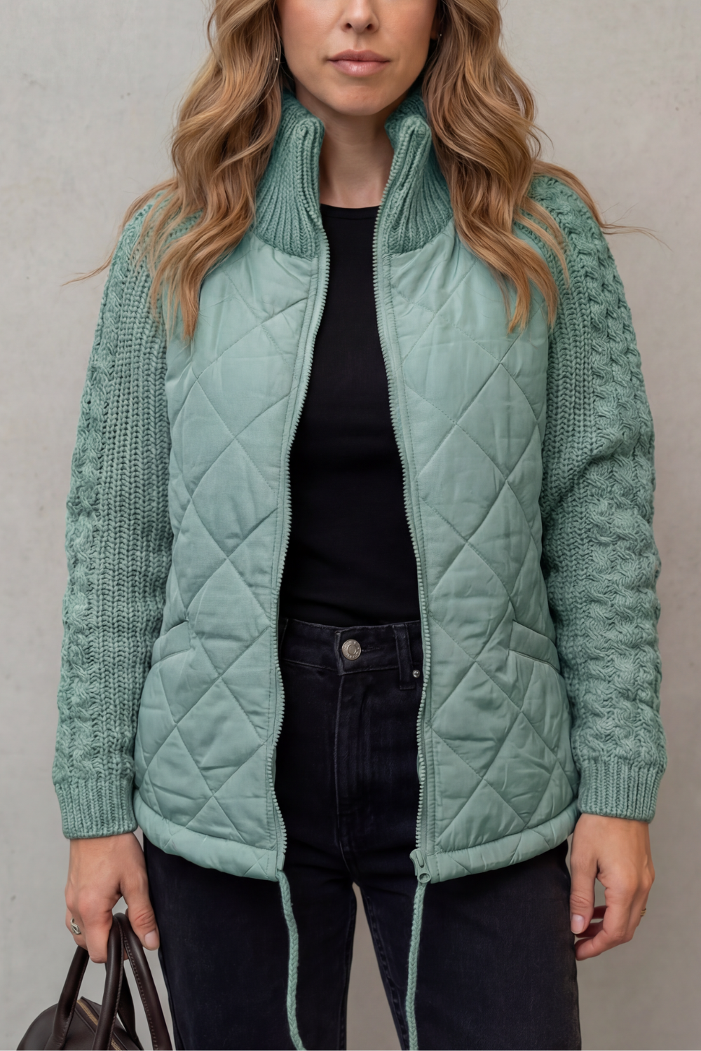 Aurora | Elegant Quilted Puffer Jacket with Knit Sleeves