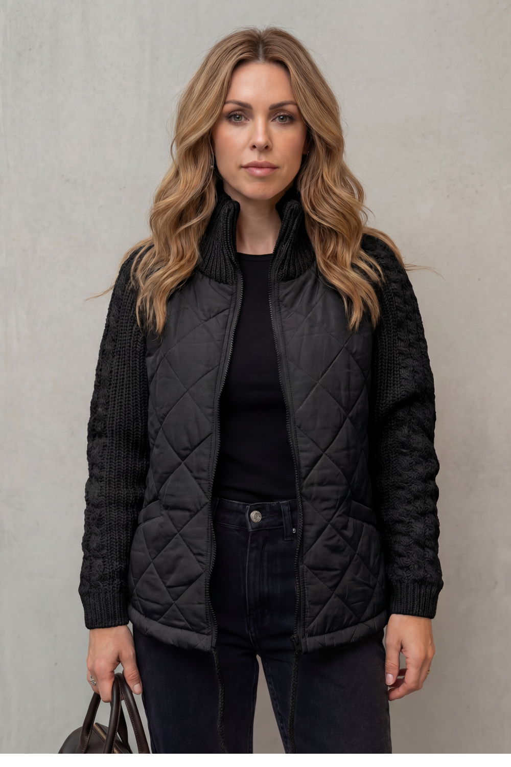 Aurora | Elegant Quilted Puffer Jacket with Knit Sleeves