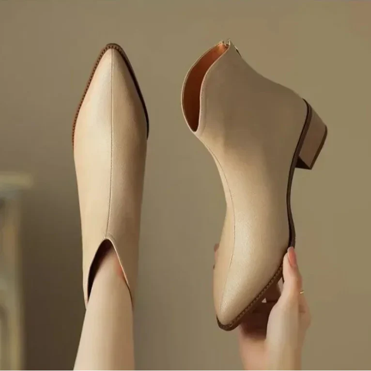 Aurora | Polished Pointed-Toe Block Heel Womens Boots