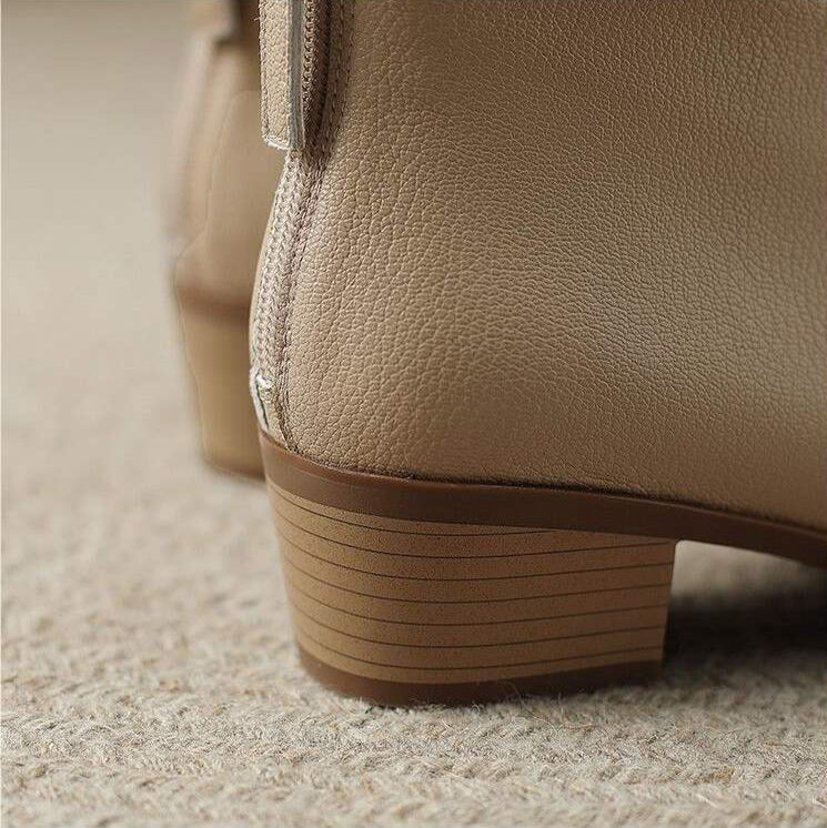 Aurora | Polished Pointed-Toe Block Heel Womens Boots