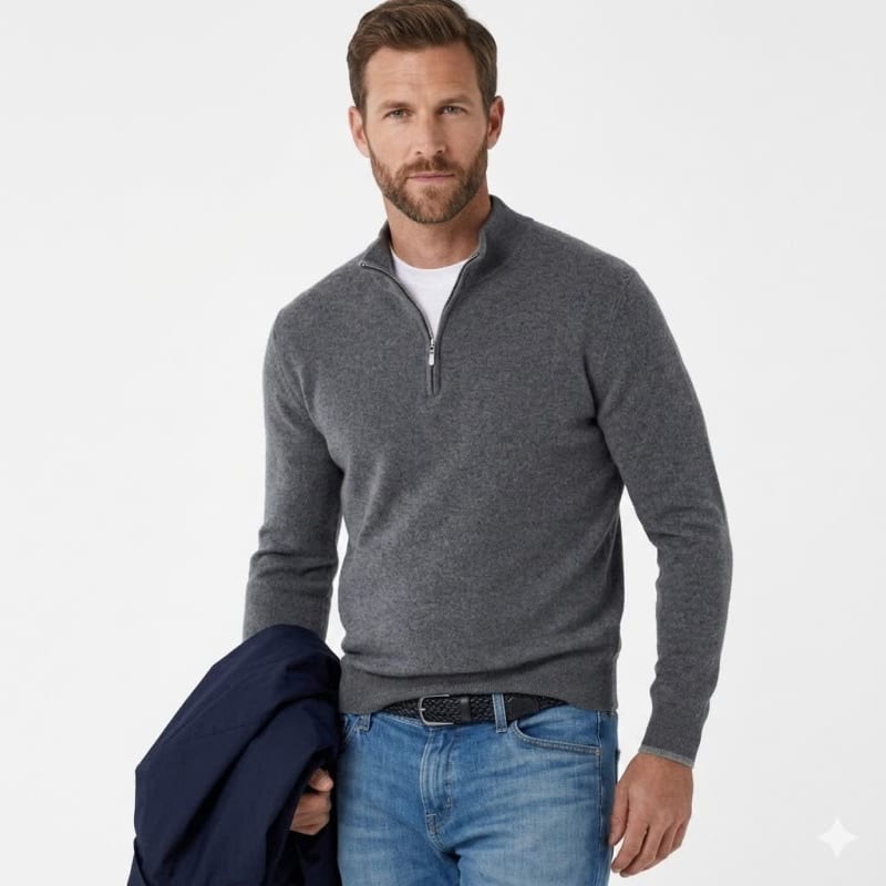 Austin | Sophisticated Fine Knit Half Zip Mens Jumpers