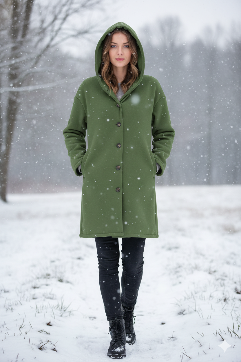 Ava | Cosy Hooded Longline Waterproof Jacket