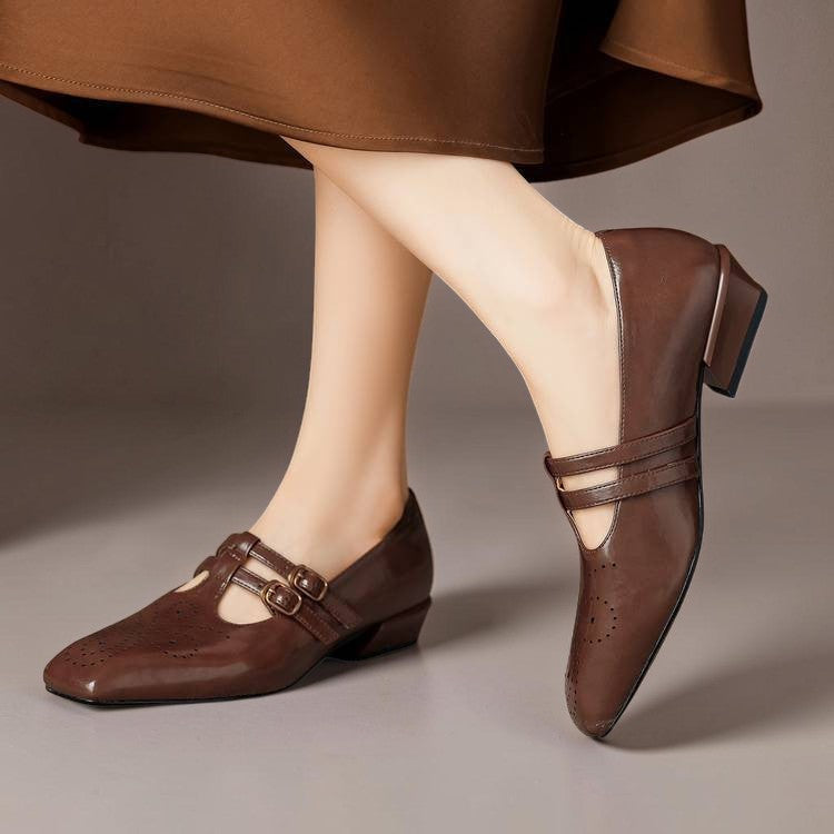 Ayla | Chic Double Buckle Mary Jane Shoes with Block Heel