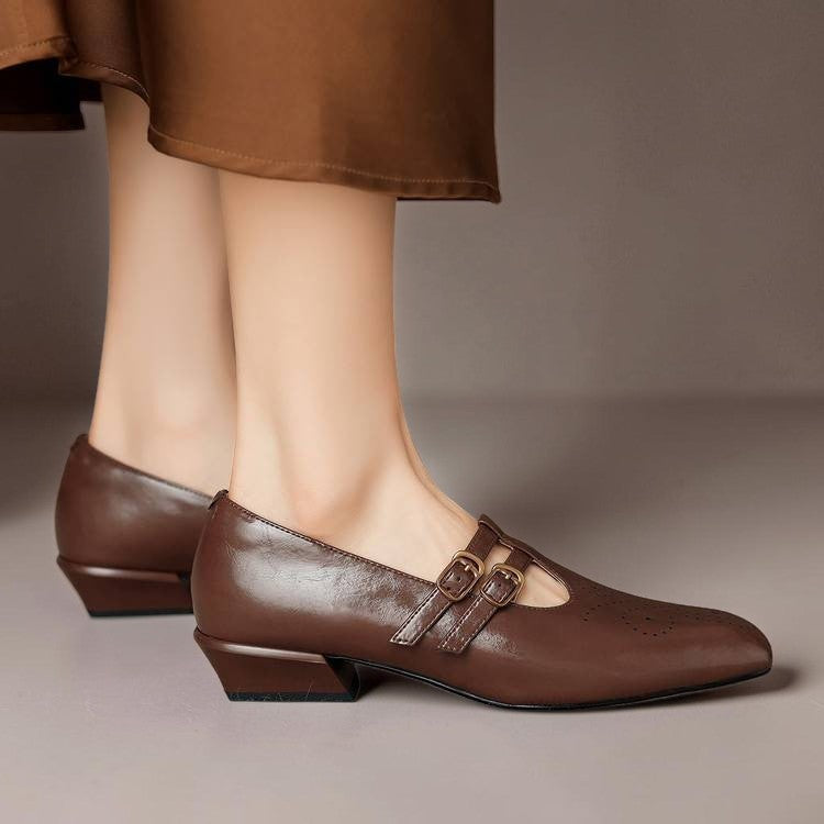 Ayla | Chic Double Buckle Mary Jane Shoes with Block Heel