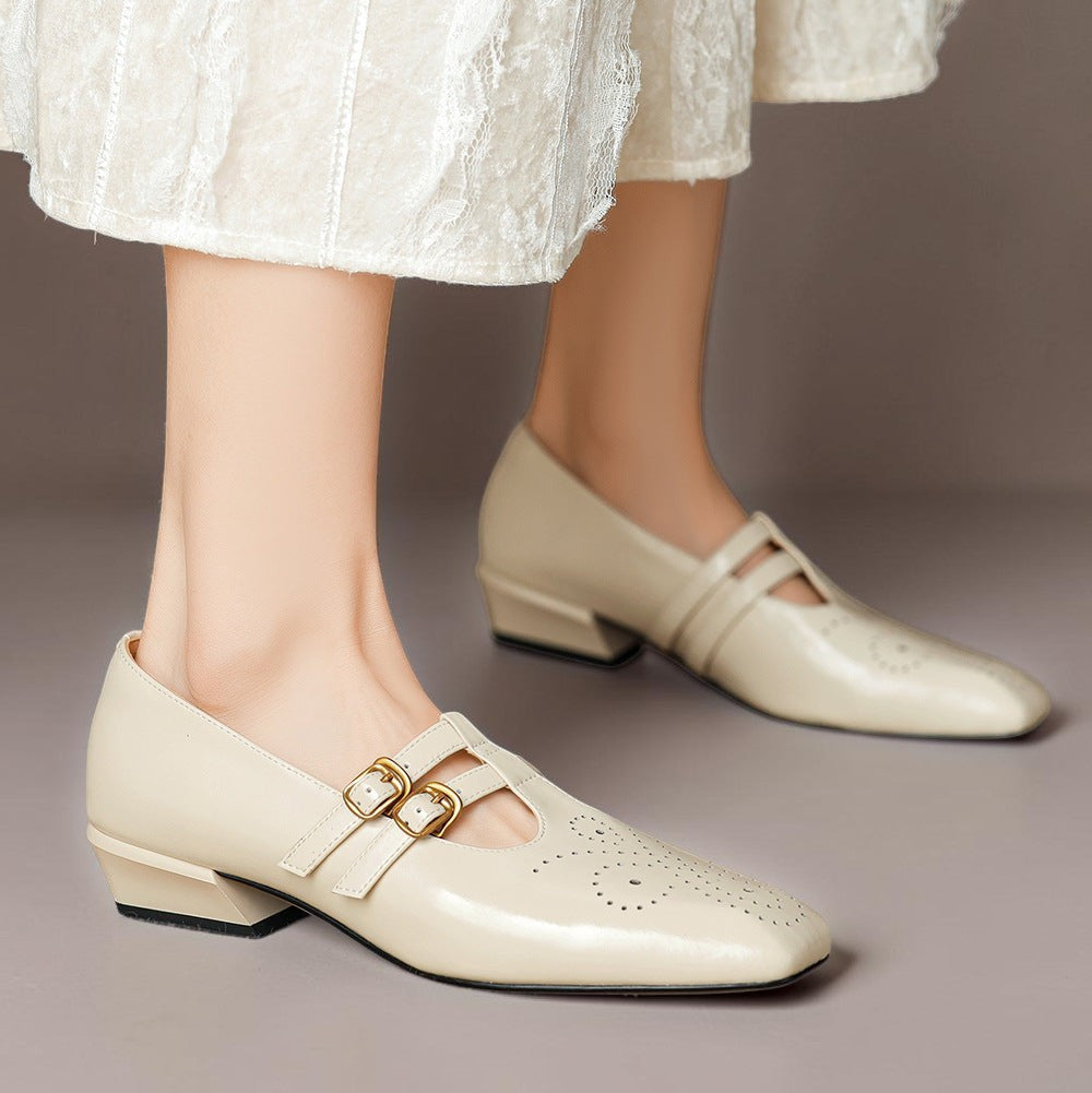 Ayla | Chic Double Buckle Mary Jane Shoes with Block Heel