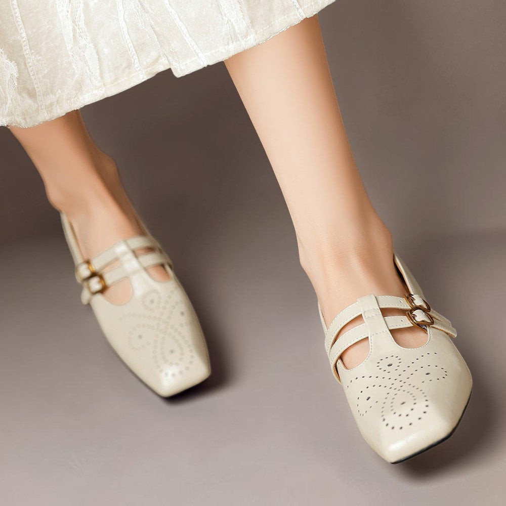 Ayla | Chic Double Buckle Mary Jane Shoes with Block Heel