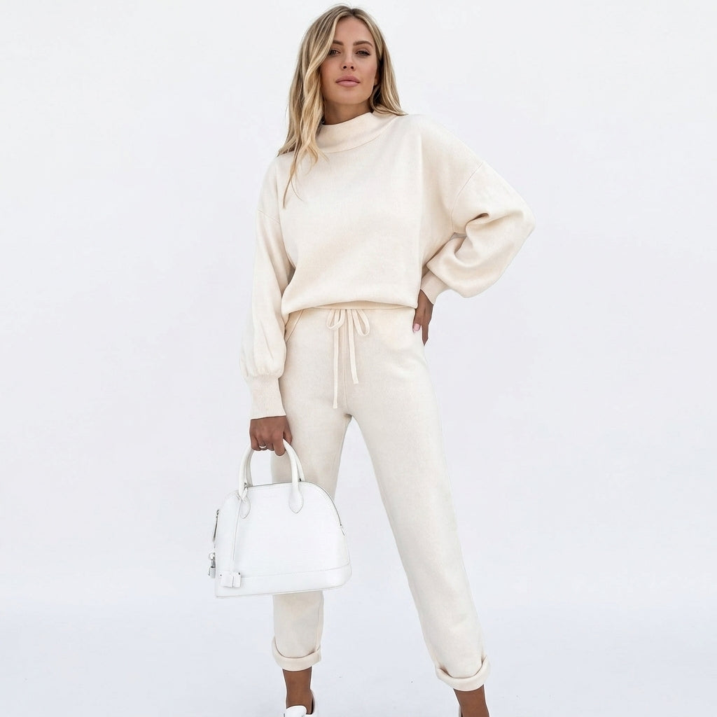 Ayla | Graceful Mock Neck Knitted Tracksuit Co Ord Set