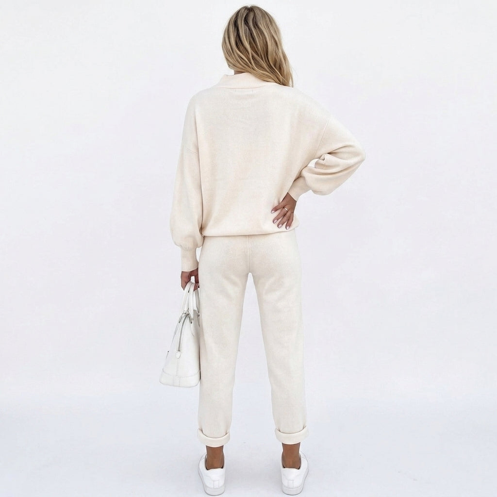 Ayla | Graceful Mock Neck Knitted Tracksuit Co Ord Set
