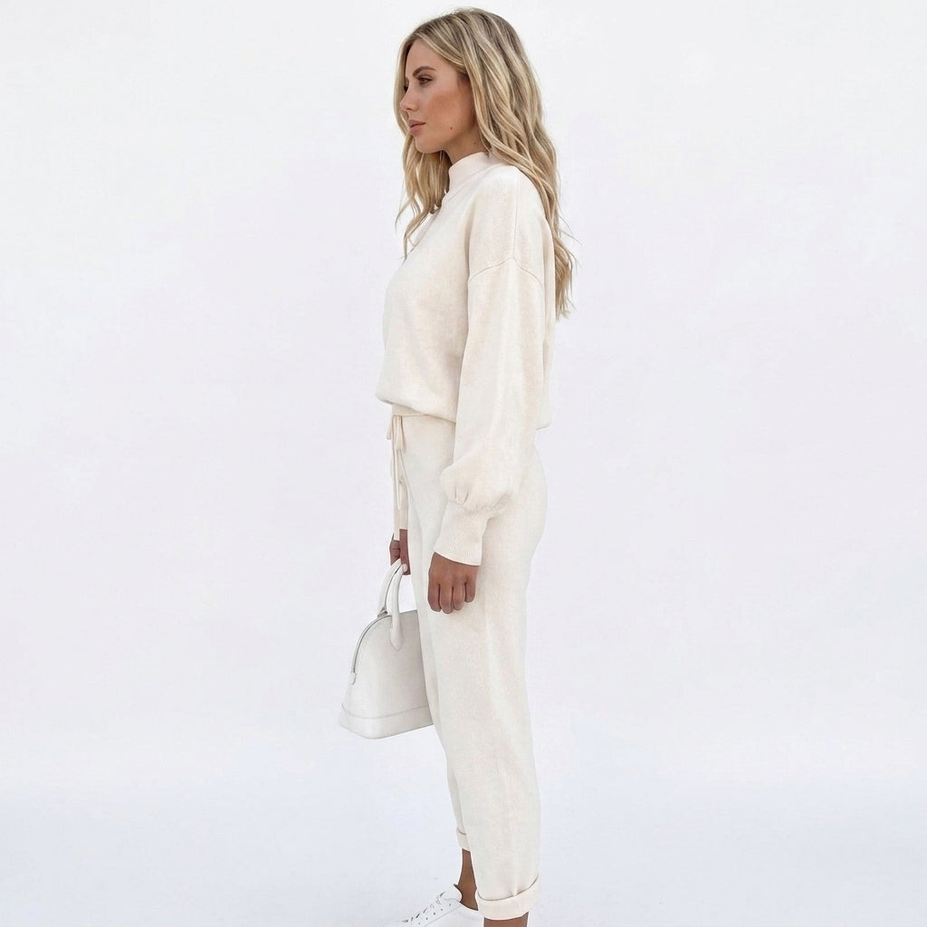 Ayla | Graceful Mock Neck Knitted Tracksuit Co Ord Set