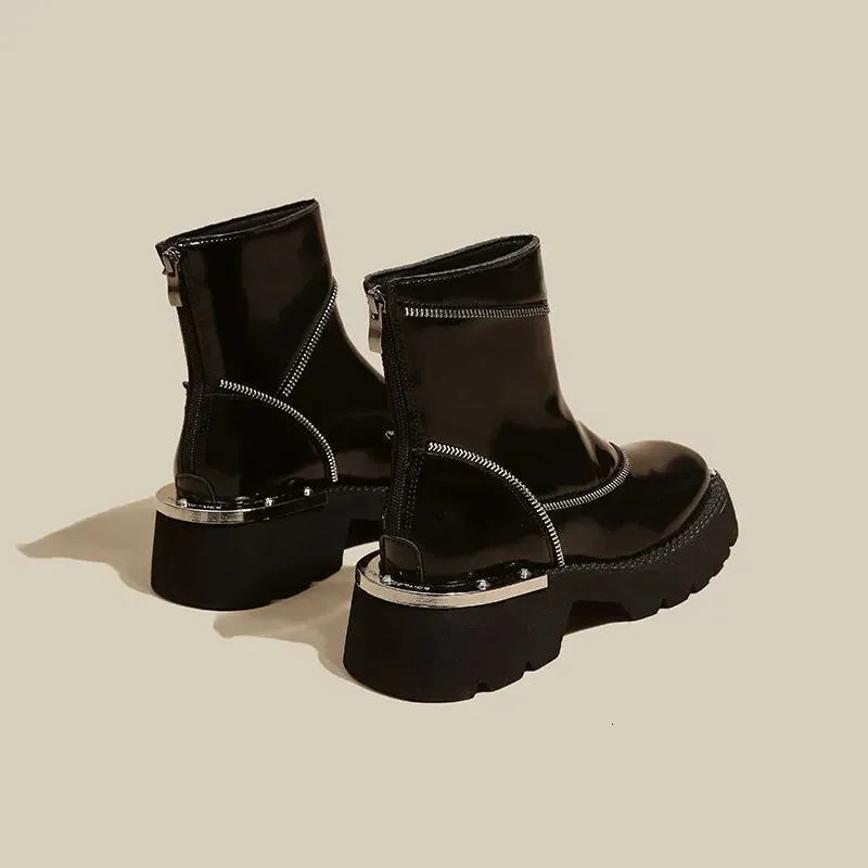 Ayla | Polished Chunky Sole Waterproof Boots