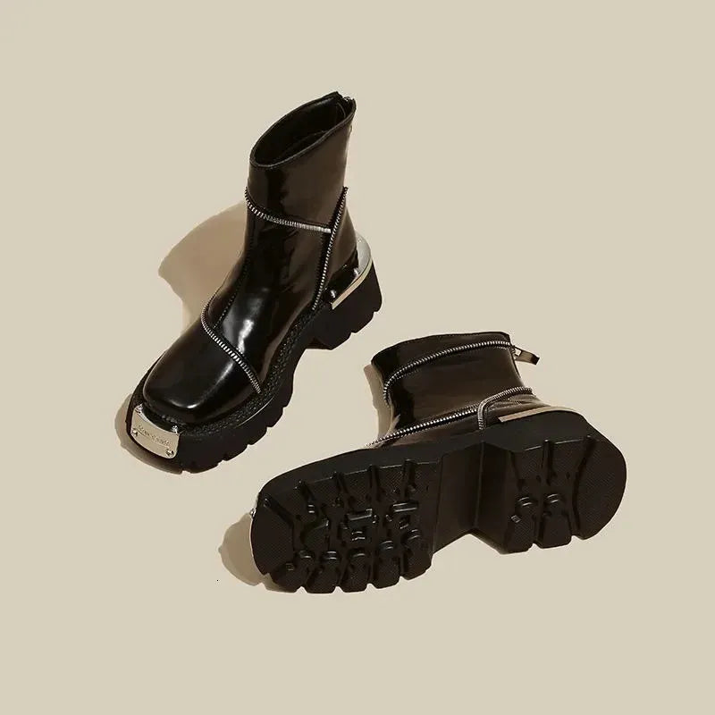 Ayla | Polished Chunky Sole Waterproof Boots