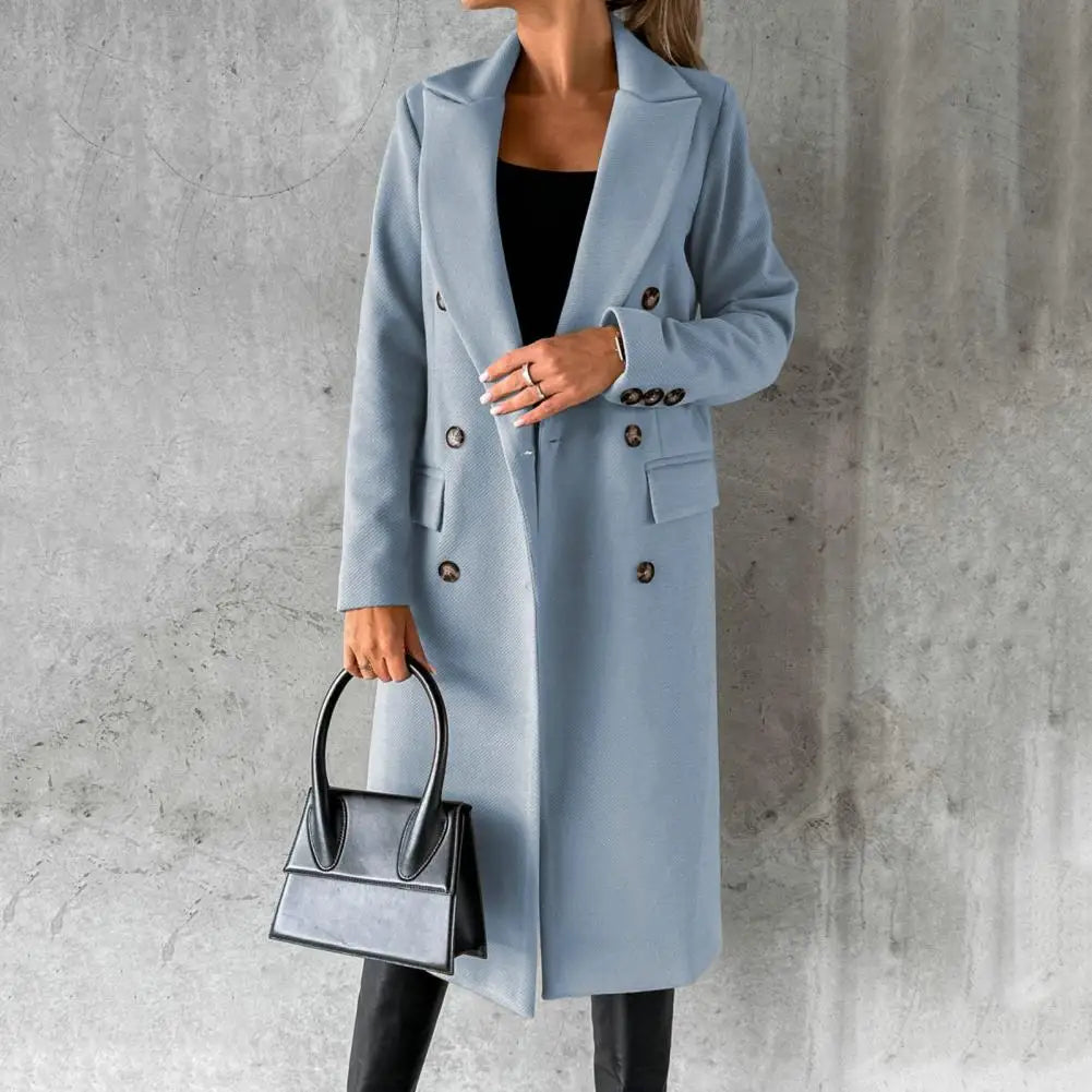 Ayla | Polished Double-Breasted Longline Trench Coat