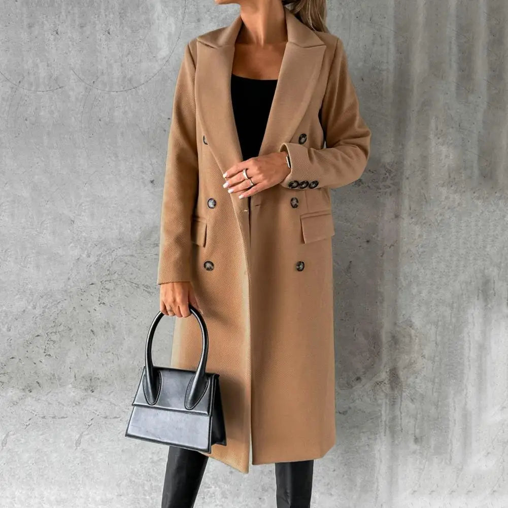 Ayla | Polished Double-Breasted Longline Trench Coat