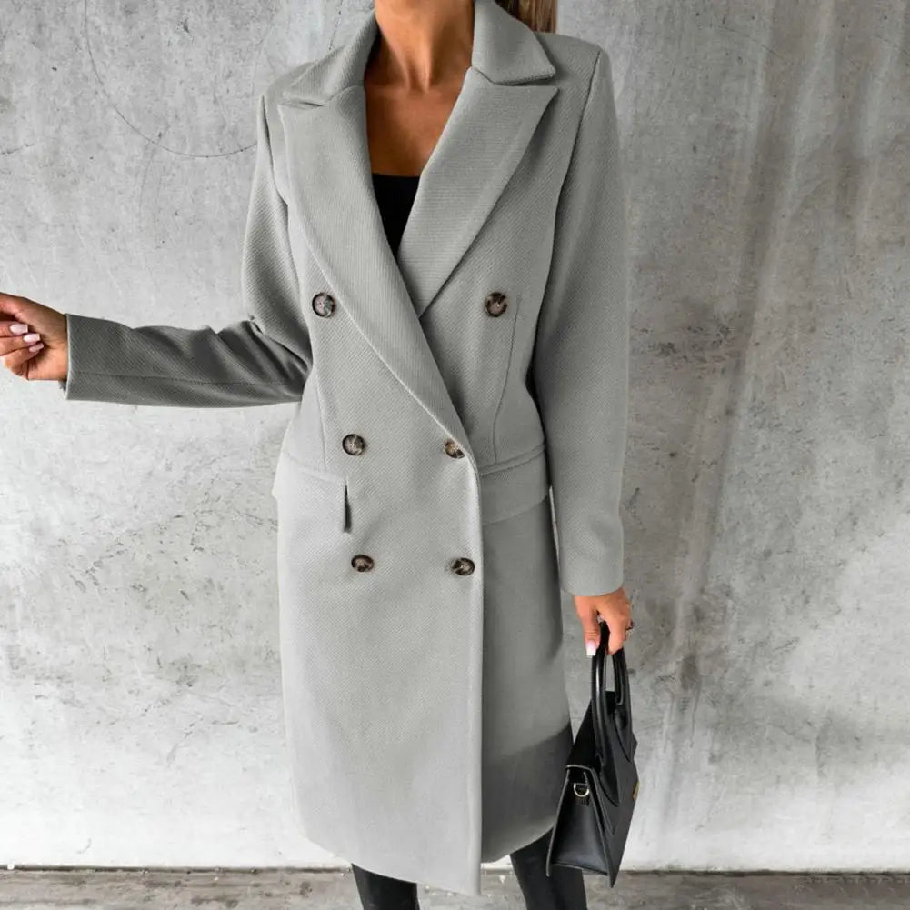 Ayla | Polished Double-Breasted Longline Trench Coat