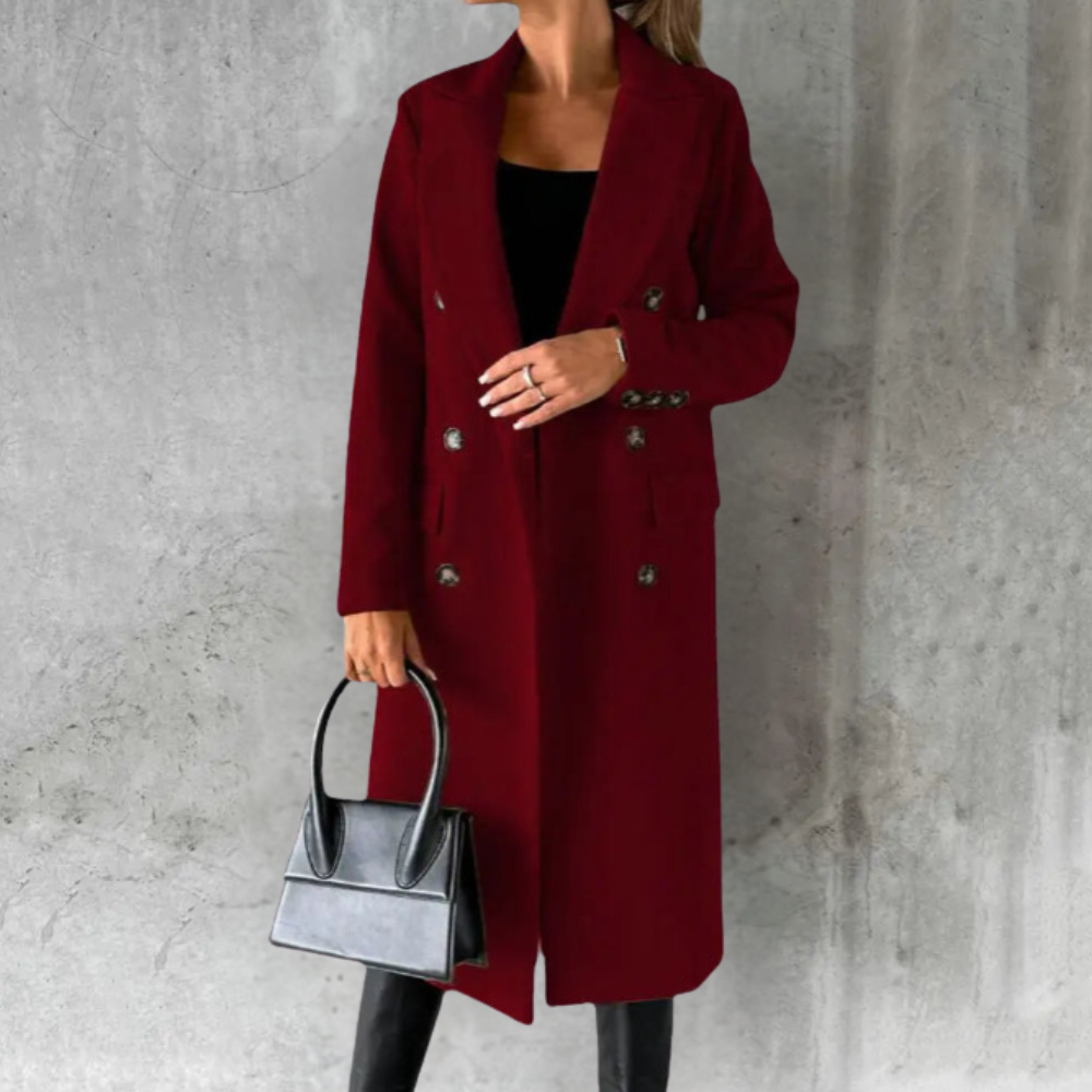 Ayla | Polished Double-Breasted Longline Trench Coat