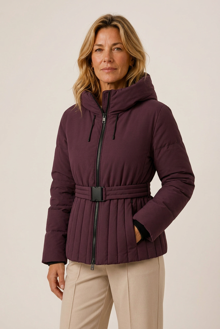 Bella | Classic Belted Hooded Puffer Jacket with Zip Front