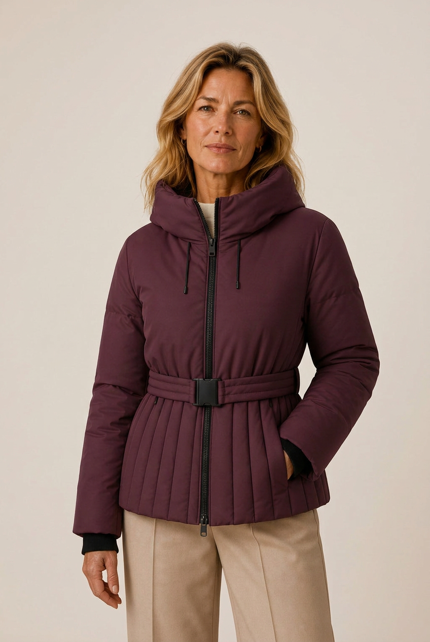 Bella | Classic Belted Hooded Puffer Jacket with Zip Front