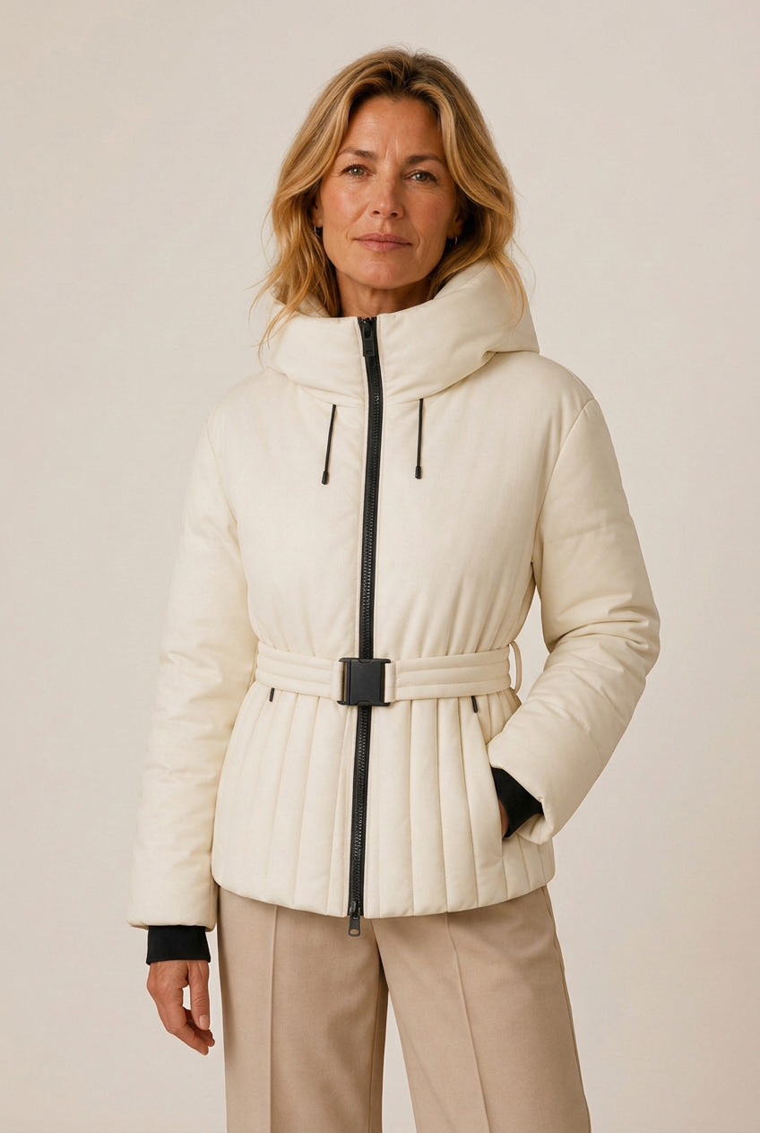 Bella | Classic Belted Hooded Puffer Jacket with Zip Front