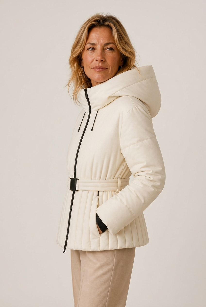 Bella | Classic Belted Hooded Puffer Jacket with Zip Front