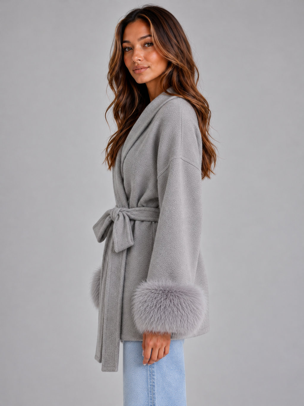 Bella | Graceful Belted Wrap Fur Coats for Women