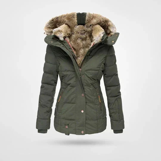 Bella | Graceful Hooded Faux Fur Coat Quilted Puffer Jacket