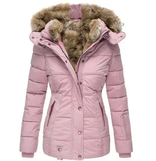 Bella | Graceful Hooded Faux Fur Coat Quilted Puffer Jacket