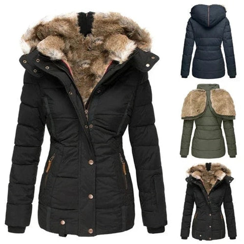 Bella | Graceful Hooded Faux Fur Coat Quilted Puffer Jacket