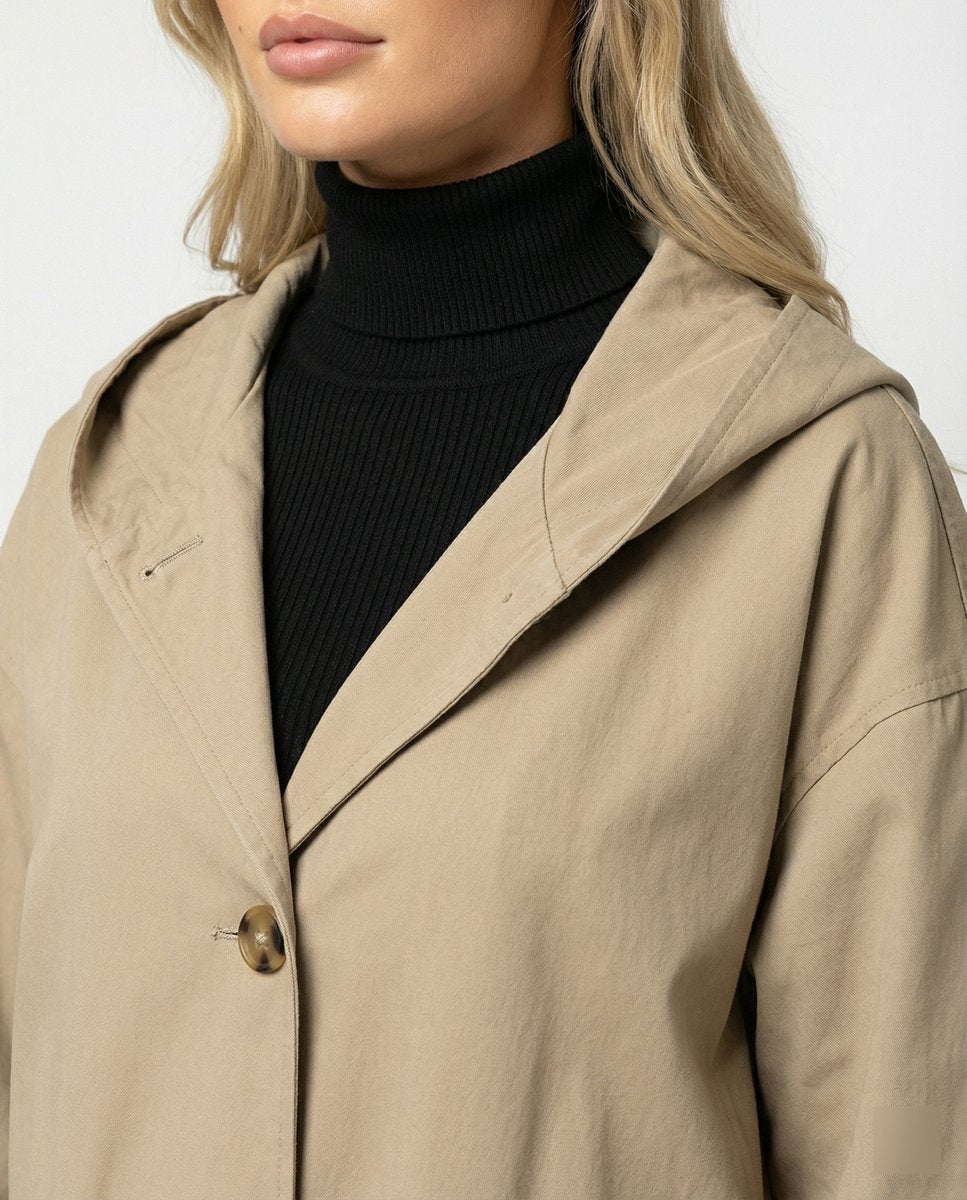 Bella | Refined Hooded Waterproof Jacket Long Trench Coat