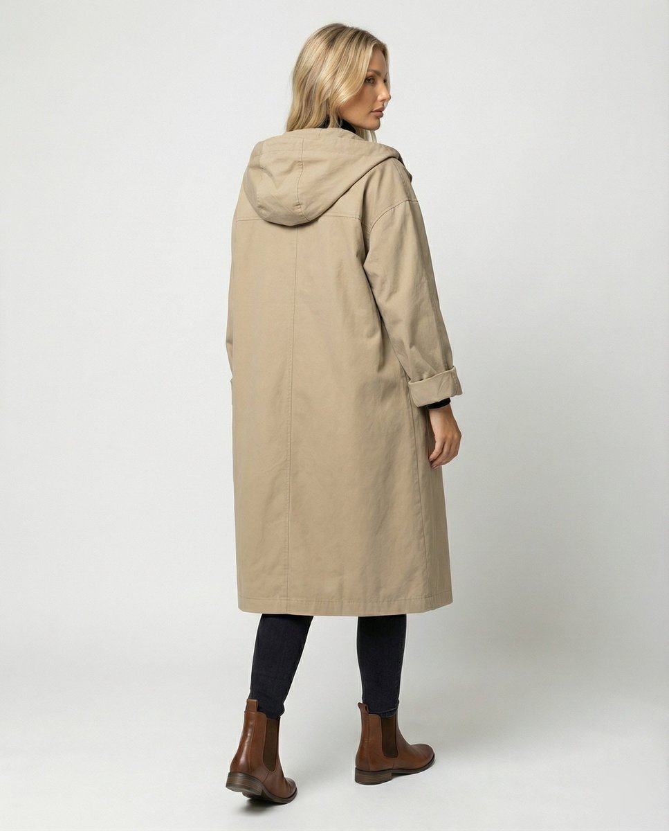 Bella | Refined Hooded Waterproof Jacket Long Trench Coat