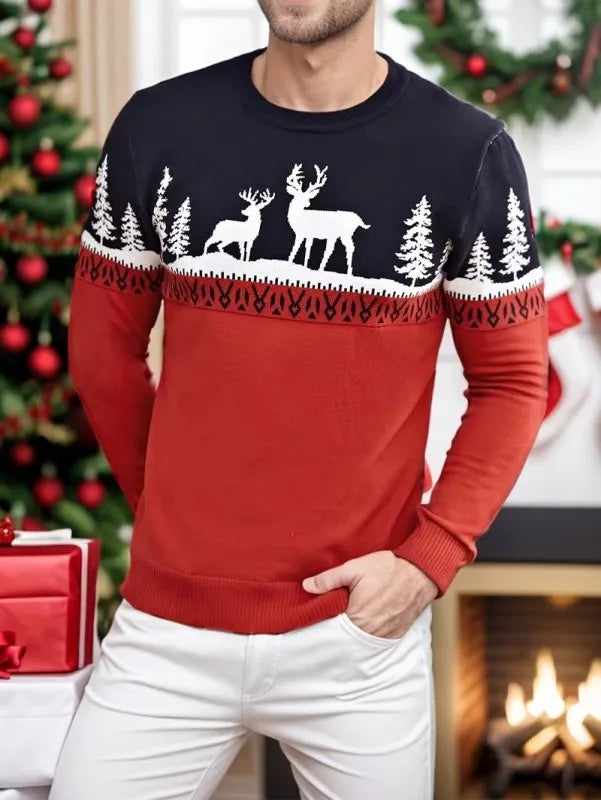 Benjamin | Classic Reindeer Crew Neck Mens Christmas Jumper