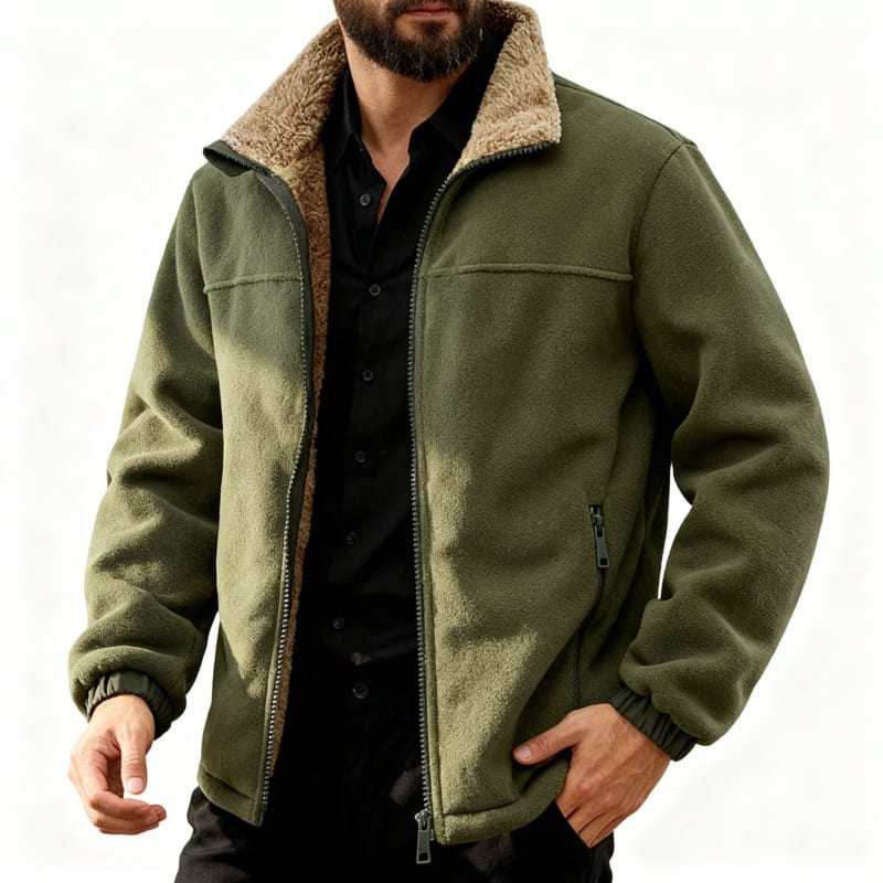 Bobby | Stand Collar Zip Up Mens Sherpa Jacket