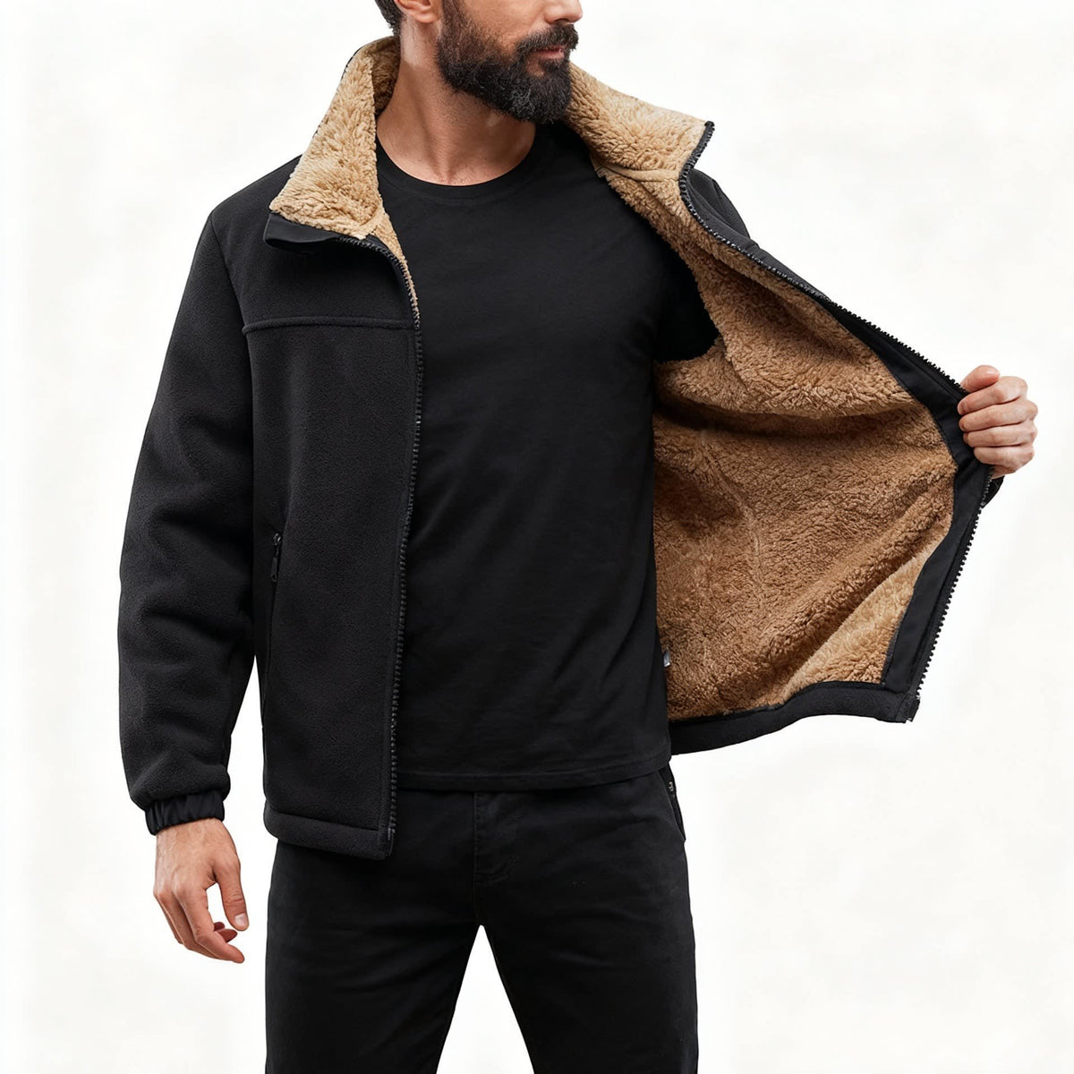 Bobby | Stand Collar Zip Up Mens Sherpa Jacket