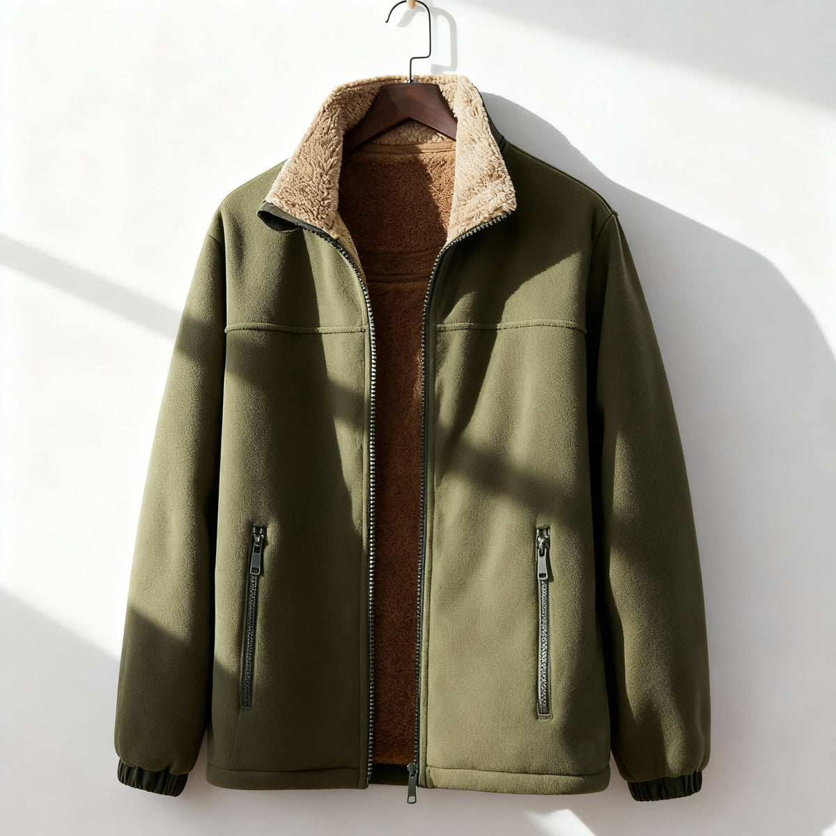 Bobby | Stand Collar Zip Up Mens Sherpa Jacket