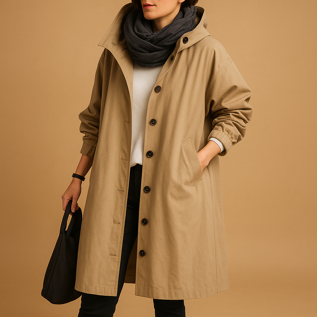 Bonnie | Elegant Hooded Waterproof Jacket with Longline Fit