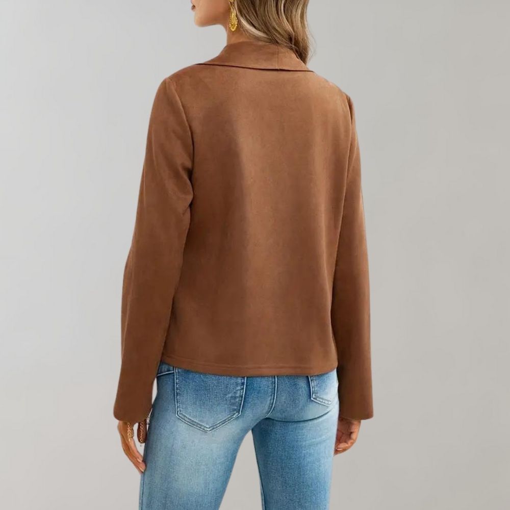 Bonnie | Graceful Collared Suede Jacket with Notch Lapel